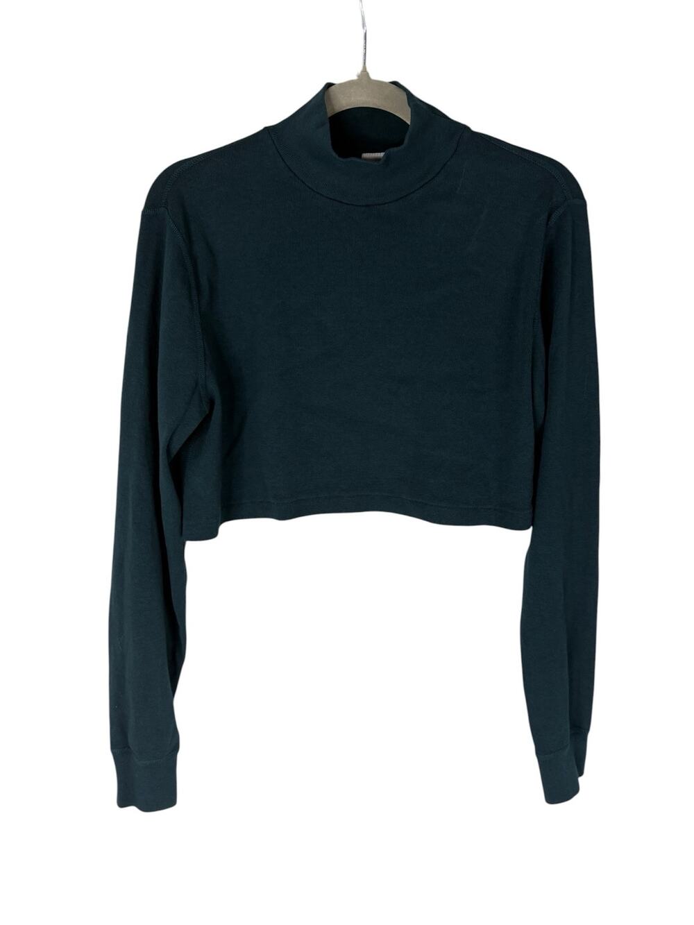 RE/DONE x Hanes Crop Sweater Mock Neck Ribbed Knit Old Money Work Preppy Cozy S